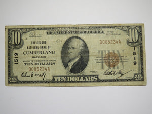 $10 1929 Cumberland Maryland MD National Currency Bank Note Bill Ch. #1519 FINE