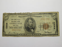 Load image into Gallery viewer, $5 1929 Lyons Falls New York NY National Currency Bank Note Bill Ch. #12836 RARE