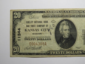 $20 1929 Kansas City Missouri MO National Currency Bank Note Bill Ch. #11344