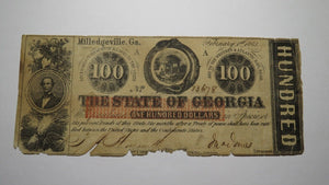 $100 1863 Milledgeville Georgia GA Obsolete Currency Bank Note Bill! State of GA