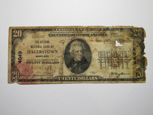 $20 1929 Hagerstown Maryland MD National Currency Bank Note Bill Charter #4049