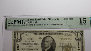 $10 1929 International Falls Minnesota National Currency Bank Note Bill Ch #7380