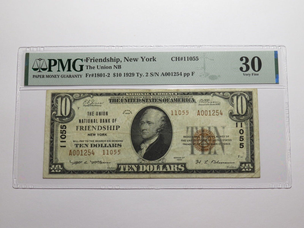 $10 1929 Friendship New York NY National Currency Bank Note Bill Ch. #11055 VF30