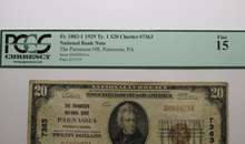 Load image into Gallery viewer, $20 1929 Parnassus Pennsylvania National Currency Bank Note Bill Ch. #7363 PCGS