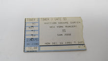 Load image into Gallery viewer, December 16 1991 New York Rangers Vs San Jose Sharks 1st Game Hockey Ticket Stub