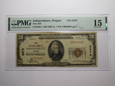 $20 1929 Independence Oregon OR National Currency Bank Note Bill Ch #3979 PMG