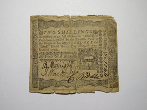 1772 Two Shillings Pennsylvania PA Colonial Currency Bank Note Bill RARE 2s RARE