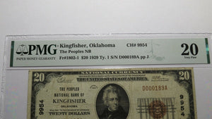 $20 1929 Kingfisher Oklahoma OK National Currency Bank Note Bill #9954 VF20 PMG