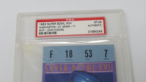 1983 Super Bowl XVII 17 Washington Redskins Vs. Miami Dolphins NFL Ticket Stub