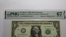 Load image into Gallery viewer, $1 2017 Repeater Serial Number Federal Reserve Currency Bank Note Bill PMG UNC67