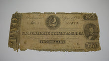 Load image into Gallery viewer, $2 1863 Richmond Virginia VA Confederate Currency Bank Note Bill RARE T61