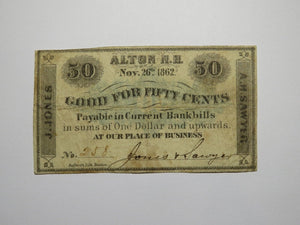 $.50 1862 Alton New Hampshire NH Obsolete Currency Bank Note Bill Jones & Sawyer