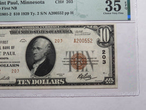 $10 1929 Saint Paul Minnesota National Currency Bank Note Bill Ch #2522 VF35 St.