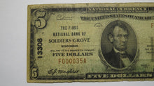 Load image into Gallery viewer, $5 1929 Soldiers Grove Wisconsin WI National Currency Bank Note Bill Ch. #13308 