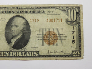 $10 1929 Salem Illinois IL National Currency Bank Note Bill Charter #1715 FINE