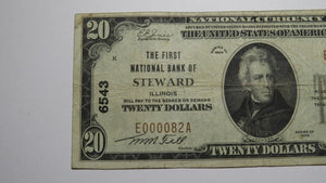 $20 1929 Steward Illinois IL National Currency Bank Note Bill Charter #6543 VF!