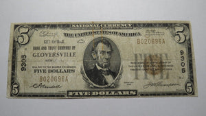 $5 1929 Gloversville New York NY National Currency Bank Note Bill Ch. #9305 RARE