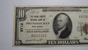 $10 1929 Point Pleasant Beach New Jersey NJ National Currency Bank Note Bill Pt.