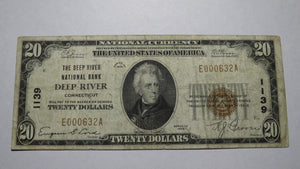 $20 1929 Deep River Connecticut CT National Currency Bank Note Bill Ch. #1139