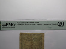 Load image into Gallery viewer, 1790 One Penny Newark New Jersey Colonial Currency Note Bill Elizabeth Borough