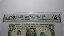 Load image into Gallery viewer, $1 1995 Radar Serial Number Federal Reserve Currency Bank Note Bill PMG UNC65EPQ