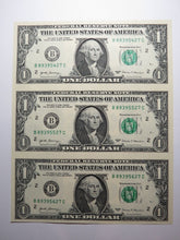 Load image into Gallery viewer, $1 2017 Uncut New York BEP Uncirculated Currency Sheet 3 Federal Reserve Notes