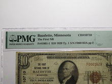 Load image into Gallery viewer, $10 1929 Baudette Minnesota MN National Currency Bank Note Bill Ch. #10710 VF20