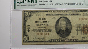 $20 1929 Shawnee Oklahoma OK National Currency Bank Note Bill Ch. #6416 F15 PMG