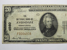 Load image into Gallery viewer, $20 1929 Avondale Pennsylvania PA National Currency Bank Note Bill #4560 FINE++