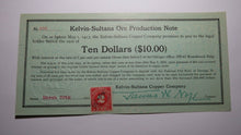 Load image into Gallery viewer, $10 1915 Kelvin-Sultana Copper Company Ore Production Obsolete Currency Note