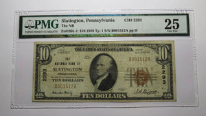 $10 1929 Slatington Pennsylvania PA National Currency Bank Note Bill #2293 VF25