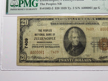 Load image into Gallery viewer, $20 1929 Zelienople Pennsylvania National Currency Bank Note Bill #7409 F15 PMG