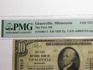 $10 1929 Graceville Minnesota MN National Currency Bank Note Bill #7213 F15 PMG