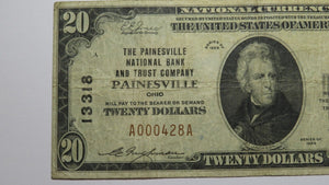 $20 1929 Painesville Ohio OH National Currency Bank Note Bill Ch. #13318 FINE+