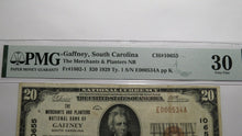 Load image into Gallery viewer, $20 1929 Gaffney South Carolina SC National Currency Bank Note Bill #10655 VF30