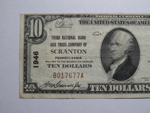 $10 1929 Scranton Pennsylvania PA National Currency Bank Note Bill Ch #1946 VF