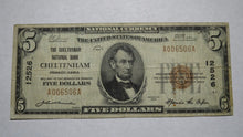 Load image into Gallery viewer, $5 1929 Cheltenham Pennsylvania PA National Currency Bank Note Bill! Ch. #12526