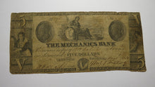 Load image into Gallery viewer, $5 1850 Augusta Georgia GA Obsolete Currency Bank Note Bill The Mechanics Bank