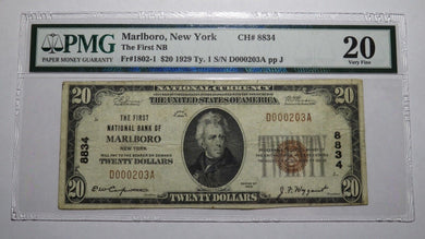 $20 1929 Marlboro New York NY National Currency Bank Note Bill Ch. #8834 VF20