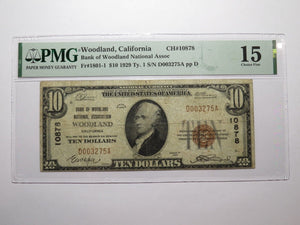 $10 1929 Woodland California CA National Currency Bank Note Bill Ch. #10878 F15