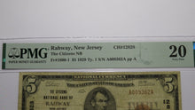 Load image into Gallery viewer, $5 1929 Rahway New Jersey NJ National Currency Bank Note Bill Ch #12828 VF20 PMG