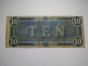 $10 1864 Richmond Virginia VA Confederate Currency Bank Note Bill RARE T68