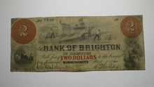 Load image into Gallery viewer, $2 1860 Brighton Massachusetts MA Obsolete Currency Note Bill! Bank of Brighton