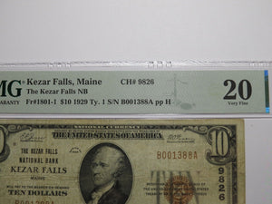 $10 1929 Kezar Falls Maine National Currency Bank Note Bill Ch. #9826 VF20 PMG