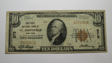 $10 1929 St. Johnsville New York National Currency Bank Note Bill Ch #375 FINE