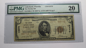 $5 1929 Lakeland Florida FL National Currency Bank Note Bill Ch. #13370 VF20 PMG