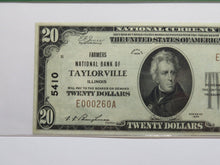 Load image into Gallery viewer, $20 1929 Taylorville Illinois IL National Currency Bank Note Bill Ch #5410 UNC58