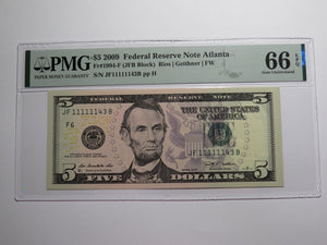 3 $5 1999-2006-2009 Matching Fancy Serial Numbers Federal Reserve Bank Note Bill