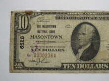 Load image into Gallery viewer, $10 1929 Masontown Pennsylvania National Currency Bank Note Bill Ch #6528 RARE!