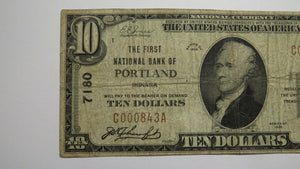 $10 1929 Portland Indiana IN National Currency Bank Note Bill Charter #7180 RARE